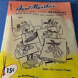 Vintage Aunt Martha's Hot Iron Transfers. 3035- The Helpful Puppy